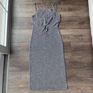 Striped Black and White Midi Dress